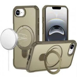 iPhone 17E / 16E / SE4 Matte Finish Simplified Magnetic Ring With Stand Hybrid Case - Khaki