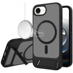 iPhone 17E / 16E / SE4 Matte Magnetic Hybrid with Metal Kickstand Case - Black