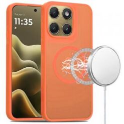 Motorola Moto Edge 2026 [Magnetic Circle] Smooth Safe Matte Feel Hybrid Case - Cosmic Orange