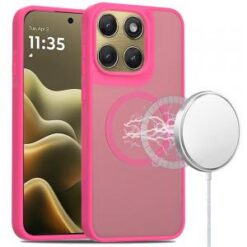 Motorola Moto Edge 2026 [Magnetic Circle] Smooth Safe Matte Feel Hybrid Case - Hot Pink
