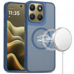 Motorola Moto Edge 2026 [Magnetic Circle] Smooth Safe Matte Feel Hybrid Case - Navy Blue