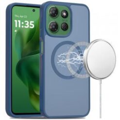 Moto G Power 2026/2025 [Magnetic Circle] Smooth Safe Matte Feel Hybrid Case - Navy Blue