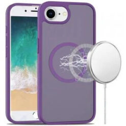 iPhone 17E / 16E / SE4 [Magnetic Circle] Smooth Safe Matte Feel Hybrid Case - Dark Purple