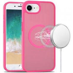 iPhone 17E / 16E / SE4 [Magnetic Circle] Smooth Safe Matte Feel Hybrid Case - Hot Pink