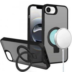iPhone 17E / 16E / SE4 Skin Touch Feel HQ [Magnetic Circle] Kickstand Hybrid - Black