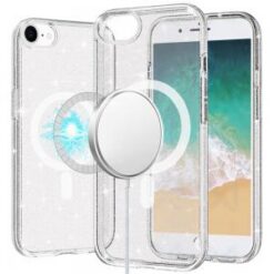 iPhone 17E / 16E / SE4 Glitter Ultra [Magnetic Circle] Thick 3mm Transparent Hybrid - Clear