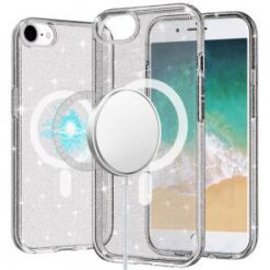 iPhone 17E / 16E / SE4 Glitter Ultra [Magnetic Circle] Thick 3mm Transparent Hybrid - Smoke