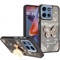 Moto G 5G 2025/2026 - G Play 2026 - Splendid Glitter Butterfly Design Stand with Metallic Edges