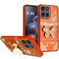 Moto G 5G 2025/2026 / G PLAY 2026 Splendid Glitter Butterfly Design Stand with Metallic Edges Hy