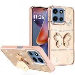 Moto G 5G 2025/2026 - G Play 2026 - Splendid Glitter Butterfly Design Stand with Metallic Edges