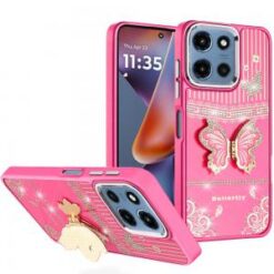 Moto G 5G 2025/2026 - G Play 2026 - Splendid Glitter Butterfly Design Stand with Metallic Edges
