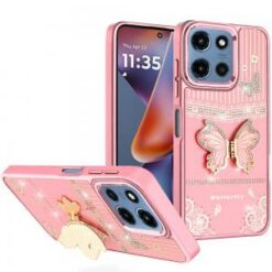 Moto G 5G 2025/2026 - G Play 2026 - Splendid Glitter Butterfly Design Stand with Metallic Edges
