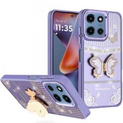 Moto G 5G 2025/2026 - G Play 2026 - Splendid Glitter Butterfly Design Stand with Metallic Edges