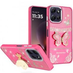 Moto G Power 5G 2026/2025 Splendid Glitter Butterfly Design Stand with Metallic Edges Hybrid Cas
