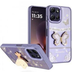 Moto G Power 5G 2026/2025 Splendid Glitter Butterfly Design Stand with Metallic Edges Hybrid Cas