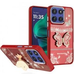 Moto G Stylus 5G 2026/2025 Splendid Glitter Butterfly Design Stand with Metallic Edges Hybrid Ca