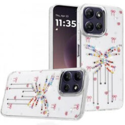 Moto G Power 5G 2026/2025 Resin Epoxy Design Diamond Metal Edged Hybrid Case - J