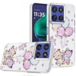 Moto G Stylus 5G 2026/2025 Resin Epoxy Design Diamond Metal Edged Hybrid Case - K