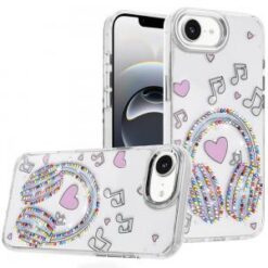 iPhone 17E / 16E / SE4 Resin Epoxy Design Diamond Metal Edged Hybrid Case - G