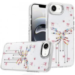 iPhone 17E / 16E / SE4 Resin Epoxy Design Diamond Metal Edged Hybrid Case - J