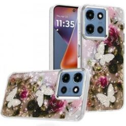 Moto G 5G 2025/2026 - G Play 2026 - Epoxy Glitter Butterfly Ornaments Design HQ Metal Buttons Hy