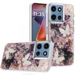 Moto G 5G 2025/2026 - G Play 2026 - Epoxy Glitter Butterfly Ornaments Design HQ Metal Buttons Hy