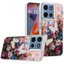 Moto G 5G 2025/2026 - G Play 2026 - Epoxy Glitter Butterfly Ornaments Design HQ Metal Buttons Hy