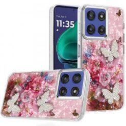 Moto G Stylus 5G 2026/2025 Epoxy Glitter Butterfly Ornaments Design HQ Metal Buttons Hybrid - 2