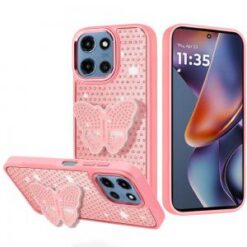 Moto G 5G 2025/2026 - G Play 2026 - Butterfly Moveable Grip Stand With Small Diamonds Meta Butto