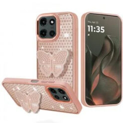 Motorola Edge 2025 Butterfly Moveable Grip Stand With Small Diamonds Meta Buttons HQ Hybrid - Ro