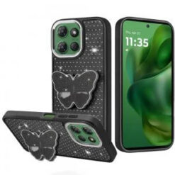 Moto G Power 2026/2025 Butterfly Moveable Grip Stand With Small Diamonds Meta Buttons HQ Hybrid