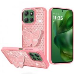 Moto G Power 2026/2025 Butterfly Moveable Grip Stand With Small Diamonds Meta Buttons HQ Hybrid