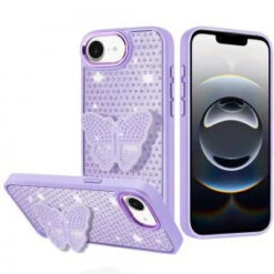 iPhone 17E / 16E / SE4 Butterfly Moveable Grip Stand With Small Diamonds Meta Buttons HQ Hybrid