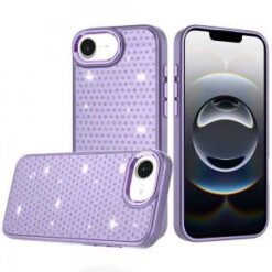 iPhone 17E / 16E / SE4 Beautiful Diamond Metallic Design Metal Chrome Edged Hybrid - Purple