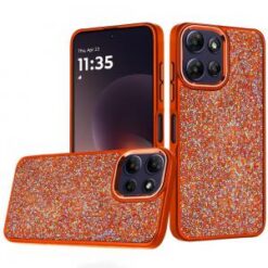 Moto G Power 5G 2026/2025 Crystal Glass Diamond with Metallic Buttons and Edges Hybrid Case - Co
