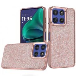 Moto G Stylus 5G 2026/2025 Crystal Glass Diamond with Metallic Buttons and Edges Hybrid Case - R
