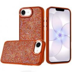 iPhone 16E (E edition) / SE4 (2025) Crystal Glass Diamond with Metallic Buttons and Edges Hybrid