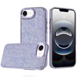 iPhone 17E / 16E / SE4 Crystal Glass Diamond with Metallic Buttons and Edges Hybrid Case - Dark