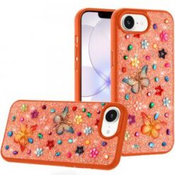 iPhone 16E (E edition) / SE4 (2025) Butterfly Ornaments Diamond Bling Glitter Hybrid Case - Cosm