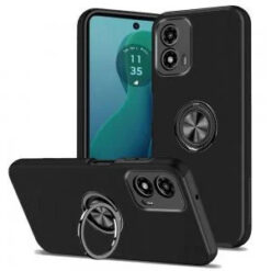 Motorola Moto G 5G 2024 CHIEF Oil Painted Magnetic Ring Stand Hybrid Case Cover - Black