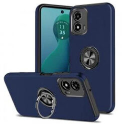 Motorola Moto G 5G 2024 CHIEF Oil Painted Magnetic Ring Stand Hybrid Case Cover - Dark Blue