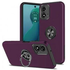 Motorola Moto G 5G 2024 CHIEF Oil Painted Magnetic Ring Stand Hybrid Case Cover - Dark Purple