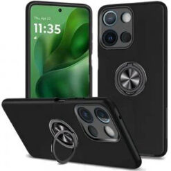 Moto G Power 2026/2025 CHIEF Oil Painted Magnetic Ring Stand Hybrid Case Cover - Black