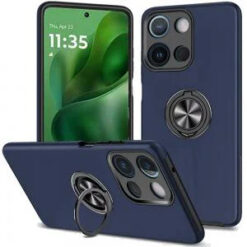Moto G Power 2026/2025 CHIEF Oil Painted Magnetic Ring Stand Hybrid Case Cover - Dark Blue