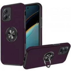 Motorola Moto G Power 5g 2024 CHIEF Oil Painted Magnetic Ring Stand Hybrid Case Cover - Dark Pur