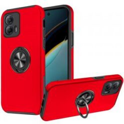 Motorola Moto G Power 5g 2024 CHIEF Oil Painted Magnetic Ring Stand Hybrid Case Cover - Red