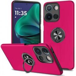 Moto G Stylus 5G 2026/2025 CHIEF Oil Painted Magnetic Ring Stand Hybrid Case Cover - Hot Pink