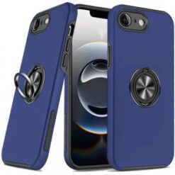 iPhone 17E / 16E / SE4 CHIEF Oil Painted Magnetic Ring Stand Hybrid Case Cover - Dark Blue