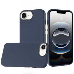 iPhone 17E / 16E / SE4 Classy Slick Chromed Around Hybrid Case Cover - Dark Blue