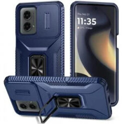 Motorola Edge 2024 Complete Magnetic Metal Ring Stand Camera Protection Hybrid - Blue